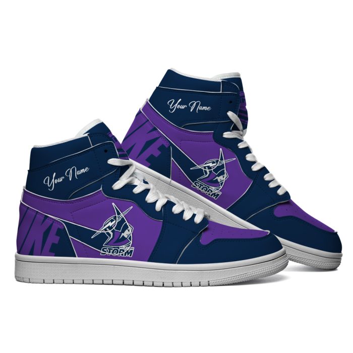 Melbourne Storm Custom Name NRL AJ1 Nike Sneakers High Top Shoes Collection