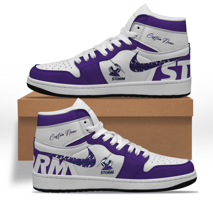 Melbourne Storm NRL AJ1 Nike Sneakers High Top Shoes 2023 Collection