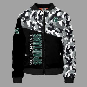 Michigan State Spartans Camouflage Green Bomber Jacket TBJ4485