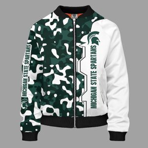 Michigan State Spartans Camouflage Green Bomber Jacket TBJ4488