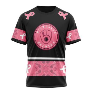 Milwaukee Brewers Specialized Design In Classic Style With Paisley! In October We Wear Pink Breast Cancer Unisex T-Shirt
