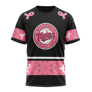 Minnesota Twins Specialized Design In Classic Style With Paisley! In October We Wear Pink Breast Cancer Unisex T-Shirt