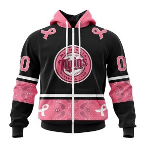 Minnesota Twins Specialized Design In Classic Style With Paisley! In October We Wear Pink Breast Cancer Unisex Zip Hoodie