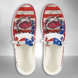 NCAA Arkansas Razorbacks Hey Dude Shoes Wally Lace Up Loafers Moccasin Slippers HDS1219
