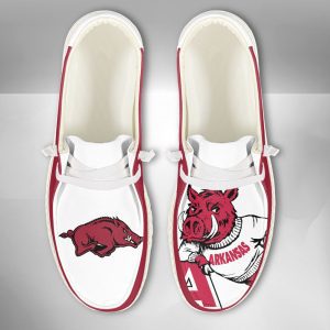 NCAA Arkansas Razorbacks Hey Dude Shoes Wally Lace Up Loafers Moccasin Slippers HDS2321