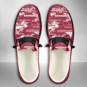 NCAA Arkansas Razorbacks Hey Dude Shoes Wally Lace Up Loafers Moccasin Slippers HDS2699