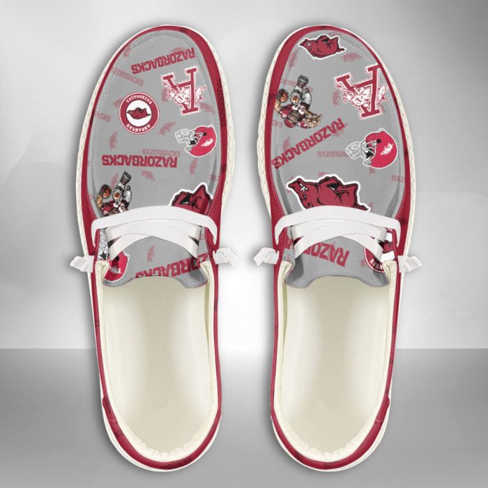 NCAA Arkansas Razorbacks Hey Dude Shoes Wally Lace Up Loafers Moccasin Slippers HDS2991