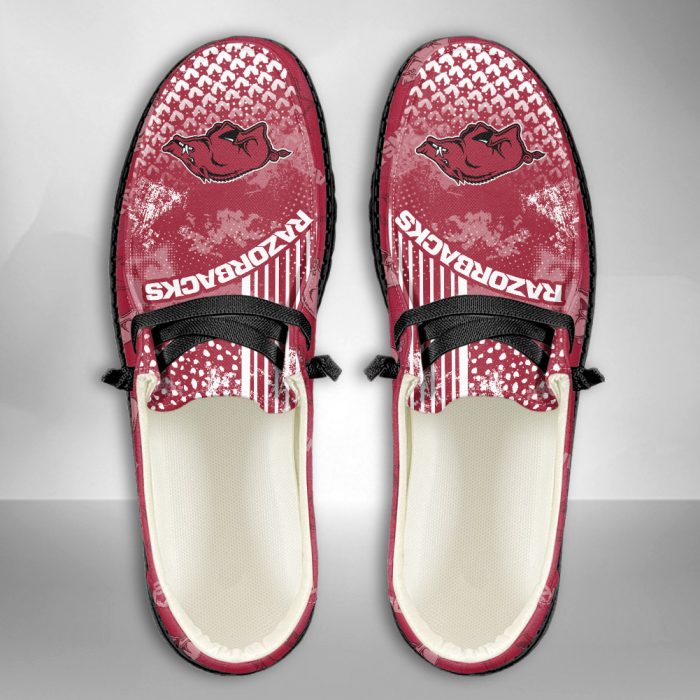 NCAA Arkansas Razorbacks Hey Dude Shoes Wally Lace Up Loafers Moccasin Slippers HDS3175