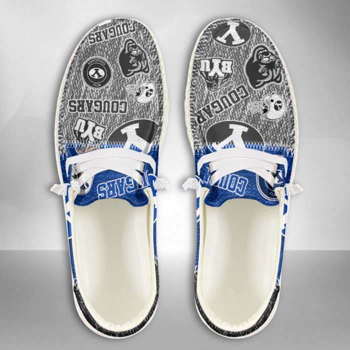 NCAA BYU Cougars Hey Dude Shoes Wally Lace Up Loafers Moccasin Slippers HDS2249