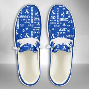 NCAA BYU Cougars Hey Dude Shoes Wally Lace Up Loafers Moccasin Slippers HDS2986