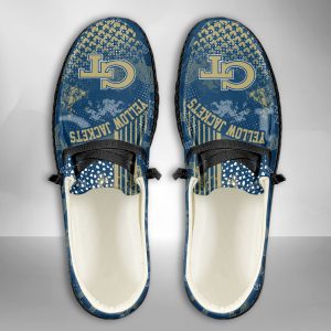 NCAA Georgia Tech Yellow Jackets Hey Dude Shoes Wally Lace Up Loafers Moccasin Slippers HDS3053