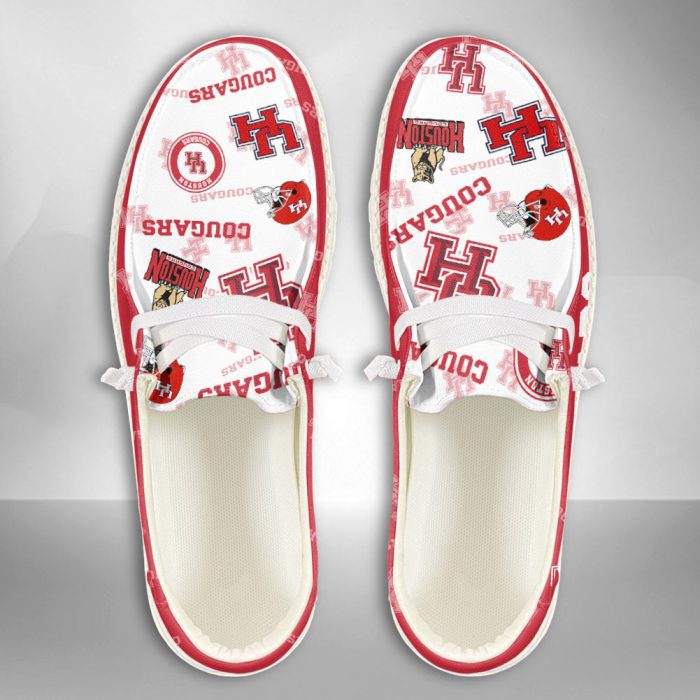 NCAA Houston Cougars Hey Dude Shoes Wally Lace Up Loafers Moccasin Slippers HDS2034