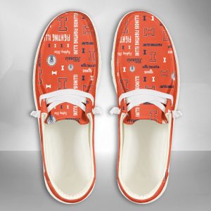 NCAA Illinois Fighting Illini Hey Dude Shoes Wally Lace Up Loafers Moccasin Slippers HDS1183