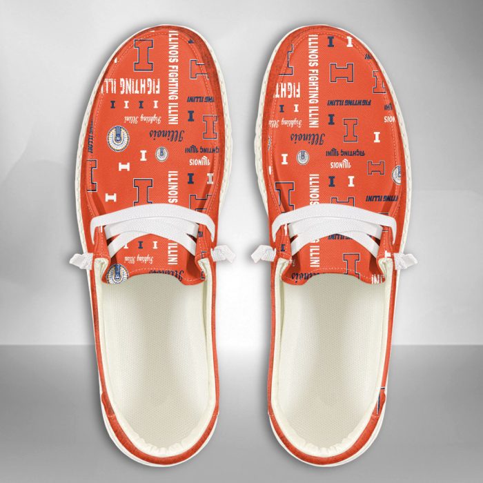 NCAA Illinois Fighting Illini Hey Dude Shoes Wally Lace Up Loafers Moccasin Slippers HDS1183