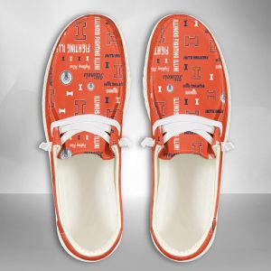 NCAA Illinois Fighting Illini Hey Dude Shoes Wally Lace Up Loafers Moccasin Slippers HDS1913