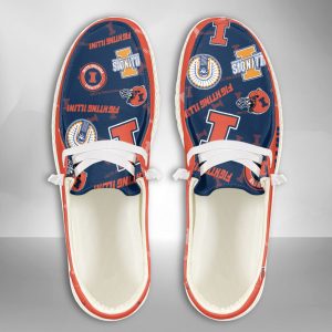 NCAA Illinois Fighting Illini Hey Dude Shoes Wally Lace Up Loafers Moccasin Slippers HDS2038