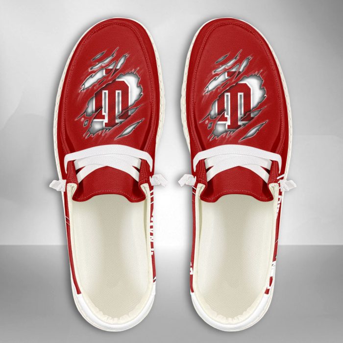 NCAA Indiana Hoosiers Hey Dude Shoes Wally Lace Up Loafers Moccasin Slippers HDS1398