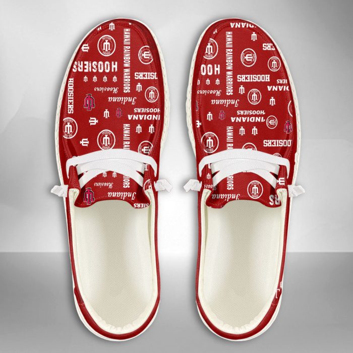 NCAA Indiana Hoosiers Hey Dude Shoes Wally Lace Up Loafers Moccasin Slippers HDS1536