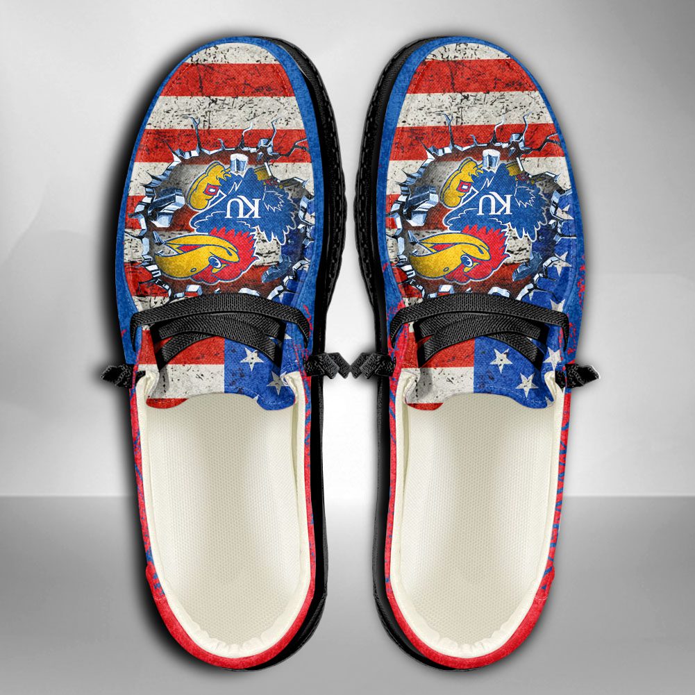 NCAA Kansas Jayhawks Hey Dude Shoes Wally Lace Up Loafers Moccasin ...