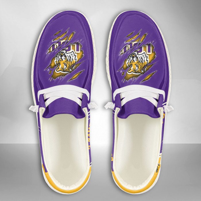 NCAA LSU Tigers Hey Dude Shoes Wally Lace Up Loafers Moccasin Slippers HDS1422