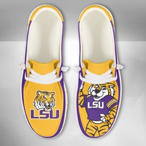NCAA LSU Tigers Hey Dude Shoes Wally Lace Up Loafers Moccasin Slippers HDS2041