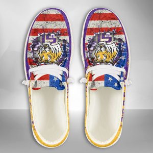 NCAA LSU Tigers Hey Dude Shoes Wally Lace Up Loafers Moccasin Slippers HDS2182