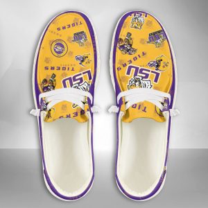 NCAA LSU Tigers Hey Dude Shoes Wally Lace Up Loafers Moccasin Slippers HDS2272