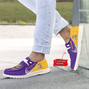 NCAA LSU Tigers Hey Dude Shoes Wally Lace Up Loafers Moccasin Slippers HDS2448