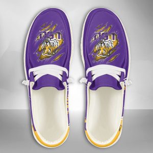 NCAA LSU Tigers Hey Dude Shoes Wally Lace Up Loafers Moccasin Slippers HDS2481