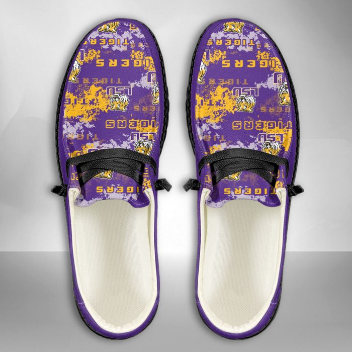 NCAA LSU Tigers Hey Dude Shoes Wally Lace Up Loafers Moccasin Slippers HDS2688