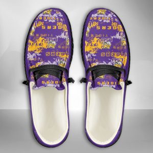 NCAA LSU Tigers Hey Dude Shoes Wally Lace Up Loafers Moccasin Slippers HDS2790