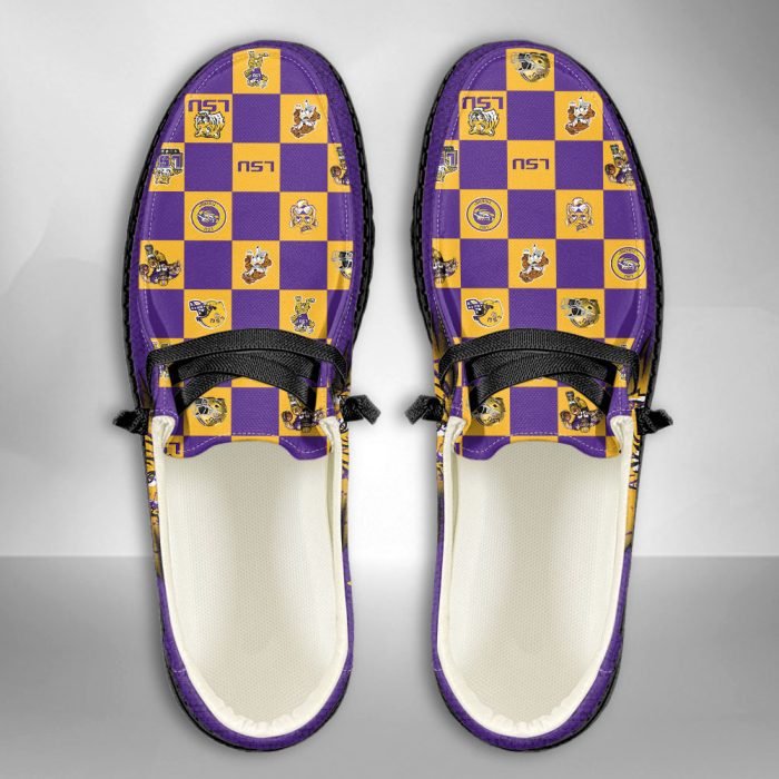 NCAA LSU Tigers Hey Dude Shoes Wally Lace Up Loafers Moccasin Slippers HDS3148