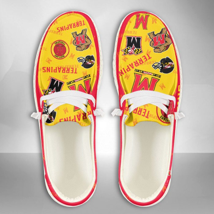NCAA Maryland Terrapins Hey Dude Shoes Wally Lace Up Loafers Moccasin Slippers HDS2015
