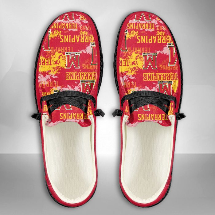 NCAA Maryland Terrapins Hey Dude Shoes Wally Lace Up Loafers Moccasin Slippers HDS2769
