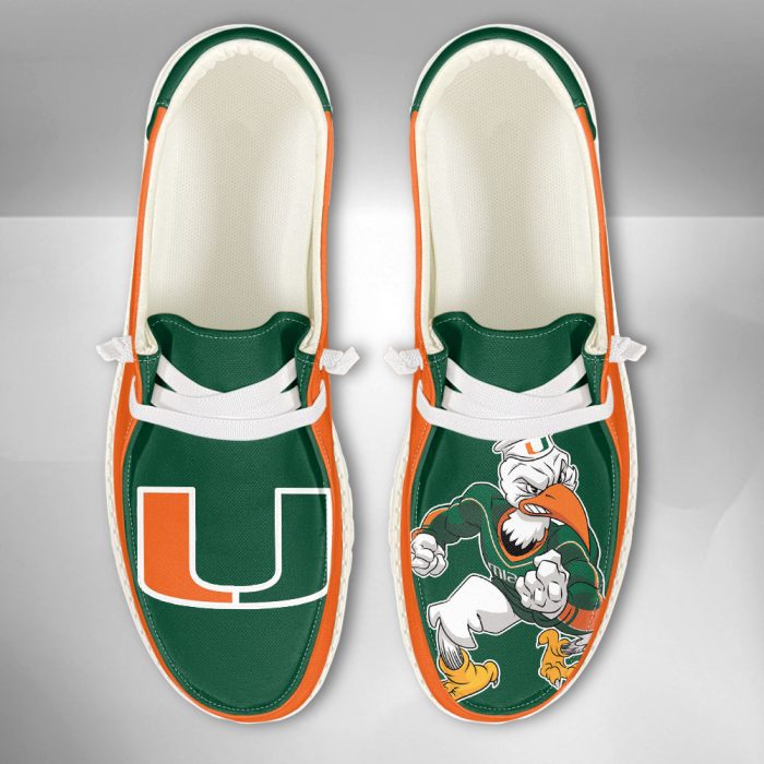 NCAA Miami Hurricanes Hey Dude Shoes Wally Lace Up Loafers Moccasin Slippers HDS1186