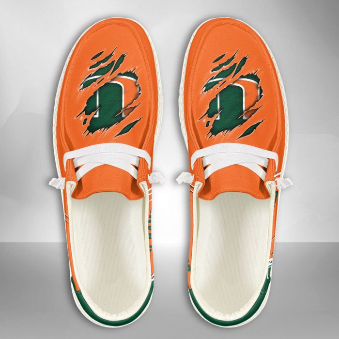 NCAA Miami Hurricanes Hey Dude Shoes Wally Lace Up Loafers Moccasin Slippers HDS1425