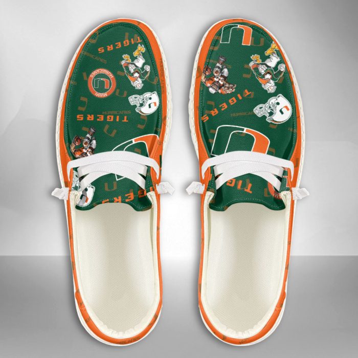 NCAA Miami Hurricanes Hey Dude Shoes Wally Lace Up Loafers Moccasin Slippers HDS1934