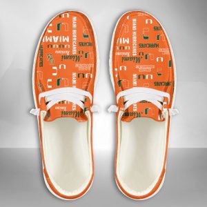 NCAA Miami Hurricanes Hey Dude Shoes Wally Lace Up Loafers Moccasin Slippers HDS2095