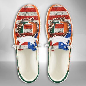 NCAA Miami Hurricanes Hey Dude Shoes Wally Lace Up Loafers Moccasin Slippers HDS2181