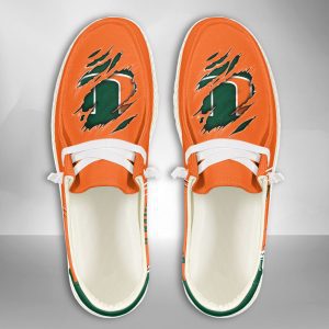 NCAA Miami Hurricanes Hey Dude Shoes Wally Lace Up Loafers Moccasin Slippers HDS2476