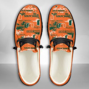 NCAA Miami Hurricanes Hey Dude Shoes Wally Lace Up Loafers Moccasin Slippers HDS2687