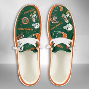 NCAA Miami Hurricanes Hey Dude Shoes Wally Lace Up Loafers Moccasin Slippers HDS2721