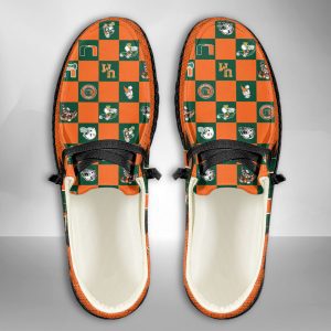 NCAA Miami Hurricanes Hey Dude Shoes Wally Lace Up Loafers Moccasin Slippers HDS3149