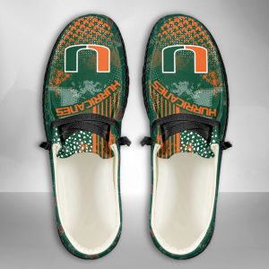 NCAA Miami Hurricanes Hey Dude Shoes Wally Lace Up Loafers Moccasin Slippers HDS3165
