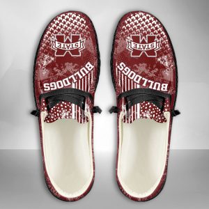 NCAA Mississippi State Bulldogs Hey Dude Shoes Wally Lace Up Loafers Moccasin Slippers HDS3095