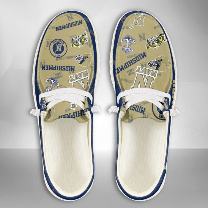 NCAA Navy Midshipmen Hey Dude Shoes Wally Lace Up Loafers Moccasin Slippers HDS2008