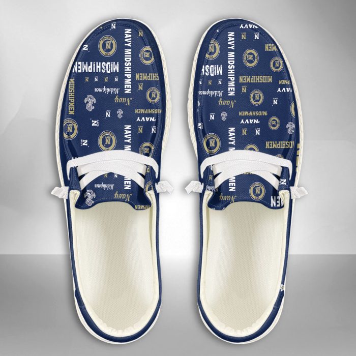 NCAA Navy Midshipmen Hey Dude Shoes Wally Lace Up Loafers Moccasin Slippers HDS2126