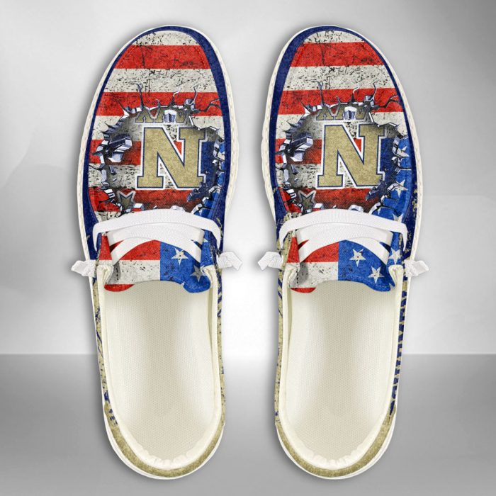 NCAA Navy Midshipmen Hey Dude Shoes Wally Lace Up Loafers Moccasin Slippers HDS2159