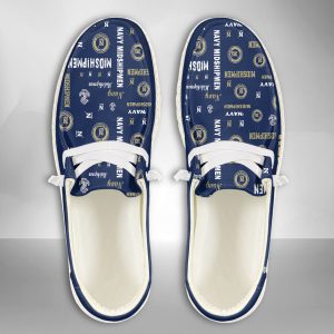 NCAA Navy Midshipmen Hey Dude Shoes Wally Lace Up Loafers Moccasin Slippers HDS2560