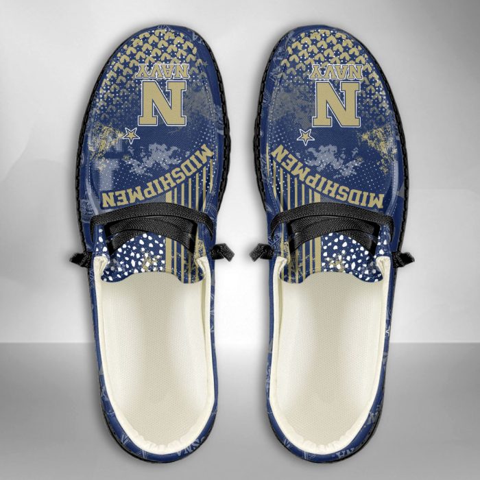 NCAA Navy Midshipmen Hey Dude Shoes Wally Lace Up Loafers Moccasin Slippers HDS3090